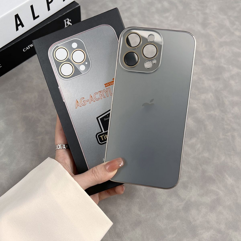 Cứng Ốp Điện Thoại Mạ Titan Chống Sốc Chống Dấu Vân Tay Bảo Vệ camera Cho iphone 15 14 13 12 11 pro max