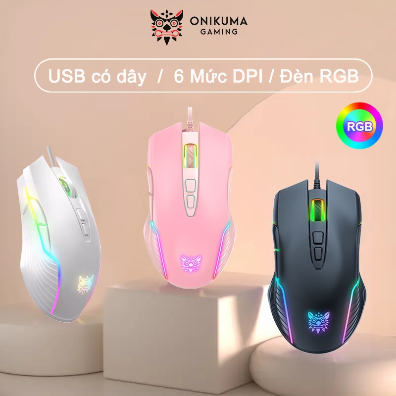 Chuột Có Dây Onikuma Có Đèn RGB 800-6400 DPI Thích Hợp Làm Văn Phòng Công Ty Và Gaming