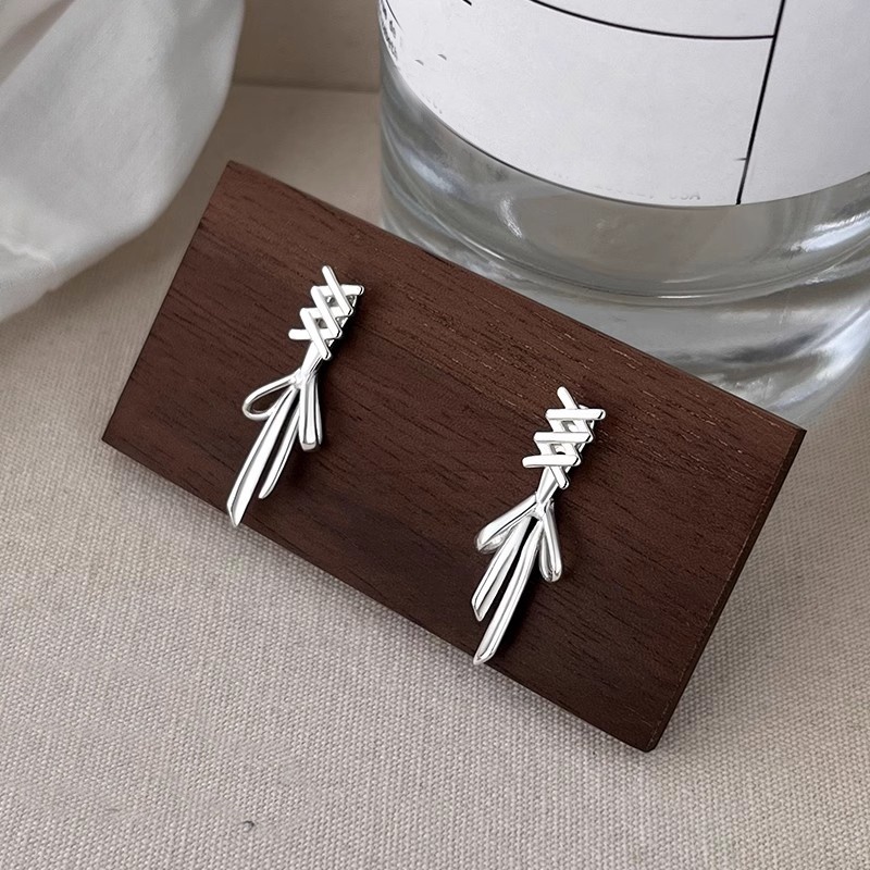 Khuyên Tai Bạc Hình Nơ Ruy Băng 2 Chiều Không Gây Dị Ứng Phong Cách Hàn Quốc Cho Nữ