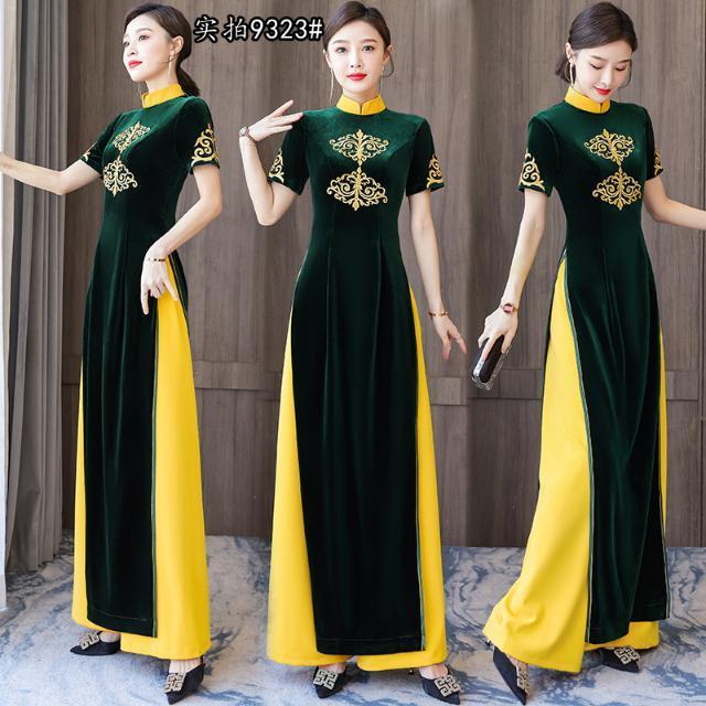 Audrey Đầm Sườn Xám Cách Tân Thêu Họa Tiết Phong Cách Trung Hoa Cổ Điển Thời Trang 2024 Sang Trọng Cho Nữ