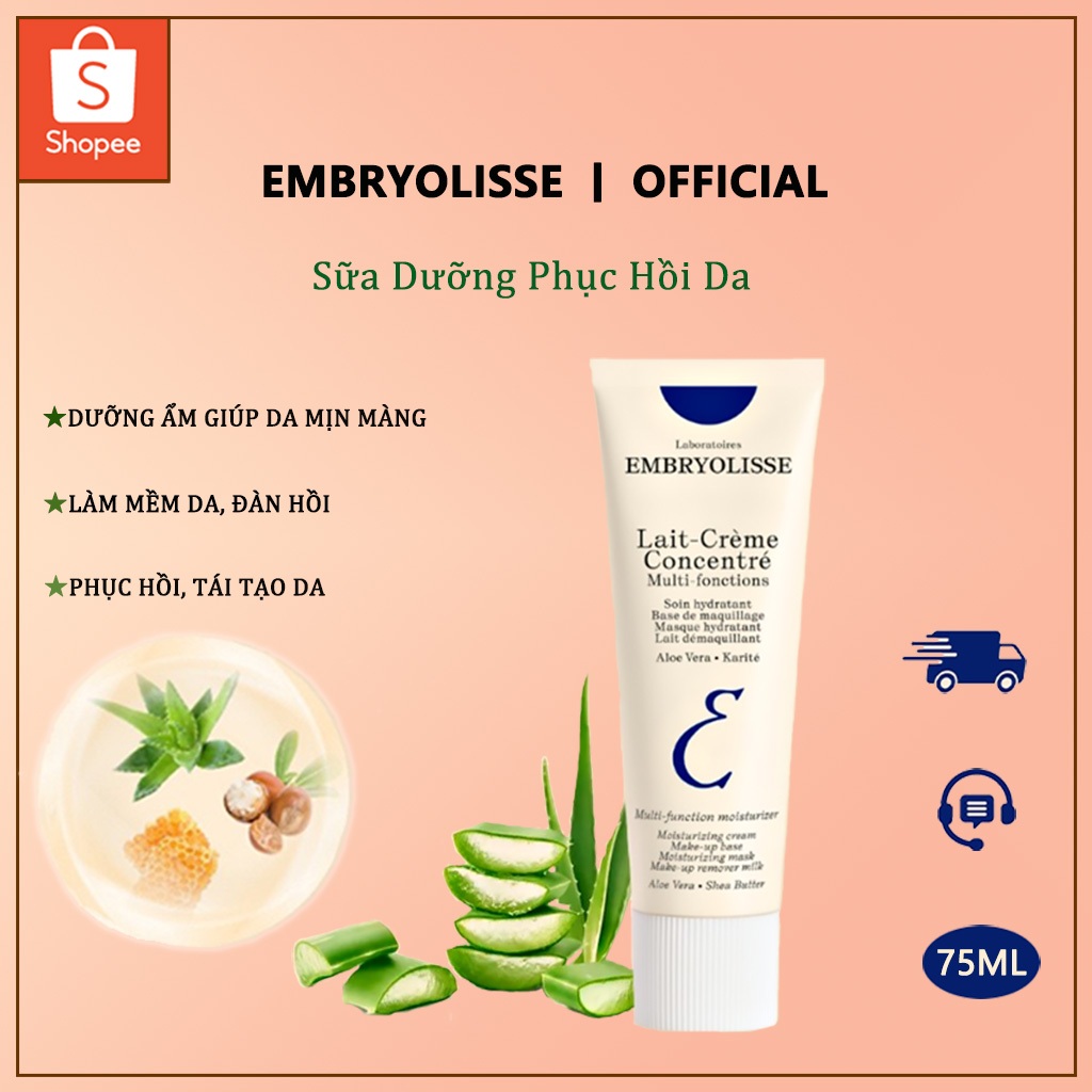 Kem Dưỡng Ẩm Embryolisse Giúp Phục Hồi Da Lait Crème Concentré Tuýp 75ML-Sữa Dưỡng Ẩm Siêu Phục Hồi  kem phục hồi