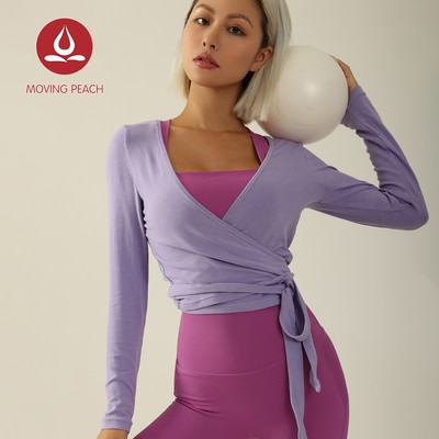 MOVING PEACH Áo Tập yoga / Thể Thao Tay Dài 2 Chiều Buộc Dây Gọn Nhẹ Thoáng Khí Thoải Mái Cho Nữ ASQ