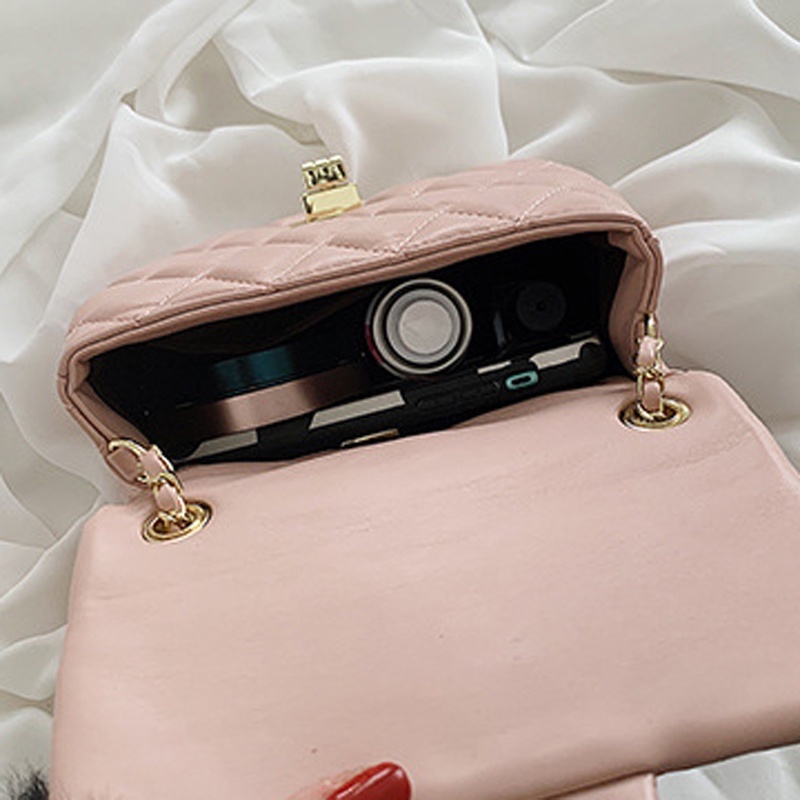 NALLCHEER Túi Đeo Chéo Da Cao Cấp Phối Dây Xích Thời Trang Pháp Sang Trọng Dành Cho Nữ