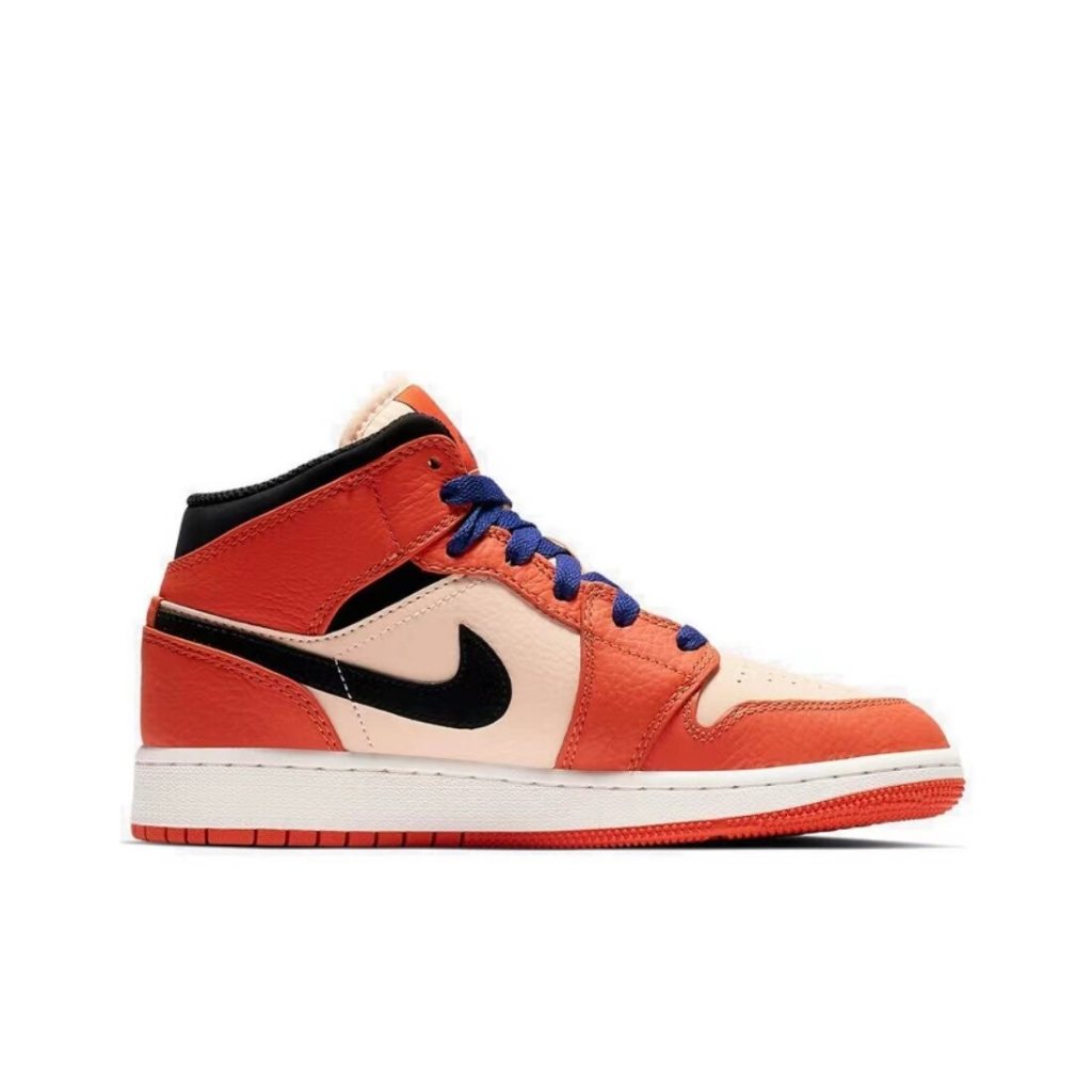 Giày thể thao nam Air Jordan 1 Mid SE Small White Buckle Broken Venice Mid-top Giày bóng rổ nhẹ chống trượt Màu cam giày thể thao