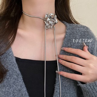 DREJEW Vòng cổ Kim Loại Mặt Hoa Đính Tua Rua Dài Phong Cách niche Cá Tính Không Gây Dị Ứng Mới Cho dây chuyền nữ