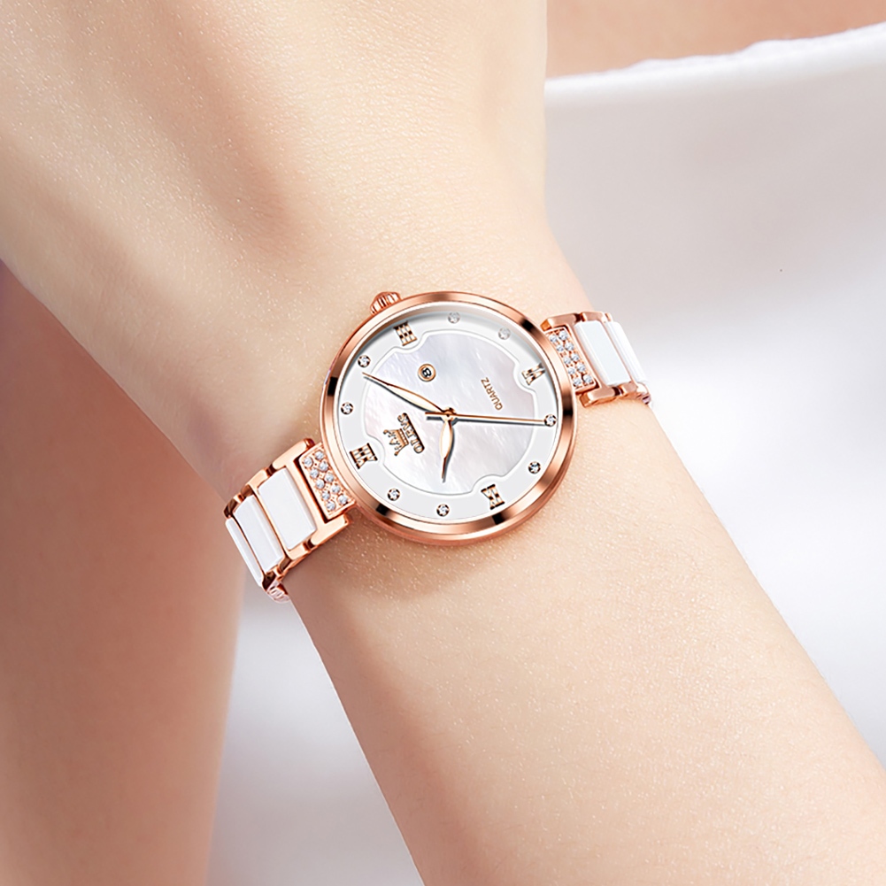 OLEVS Đồng Hồ Nữ Chính Hãng Quartz không Thấm Nước Lịch Phát Sáng Thép Không Gỉ Thời Trang 5589