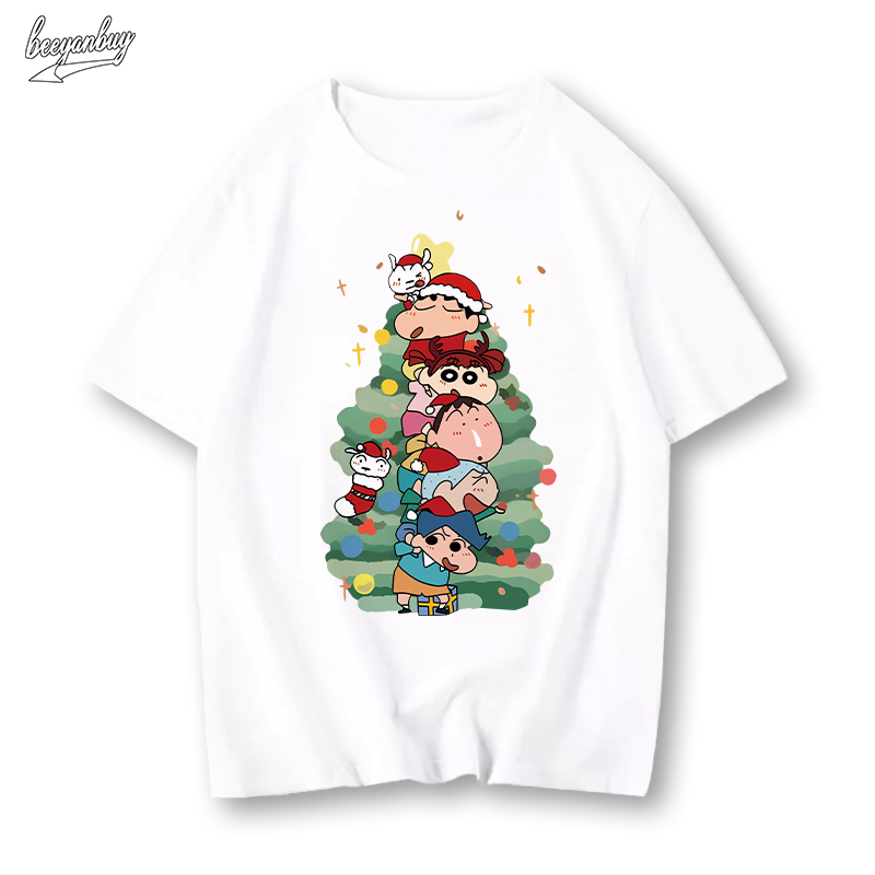 Áo phông nam trắng BEEYANBUY áo thun in hình Christmas tree basic fashion T-shirt unisex ulzzang 100% cotton-Y0413