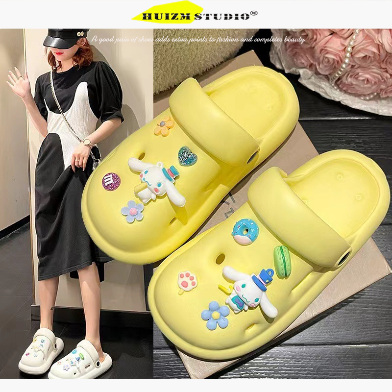 Dép Sandal Đế Dày Quai Chéo Mềm Mại Họa Tiết Hoạt Hình Thời Trang Đi Biển Mùa Hè HUIZUMEI