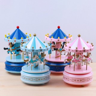 [Roobon] Hộp nhạc Carousel bằng gỗ