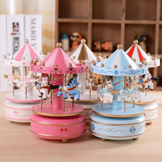 [Roobon] Hộp nhạc Carousel bằng gỗ