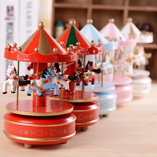 [Roobon] Hộp nhạc Carousel bằng gỗ