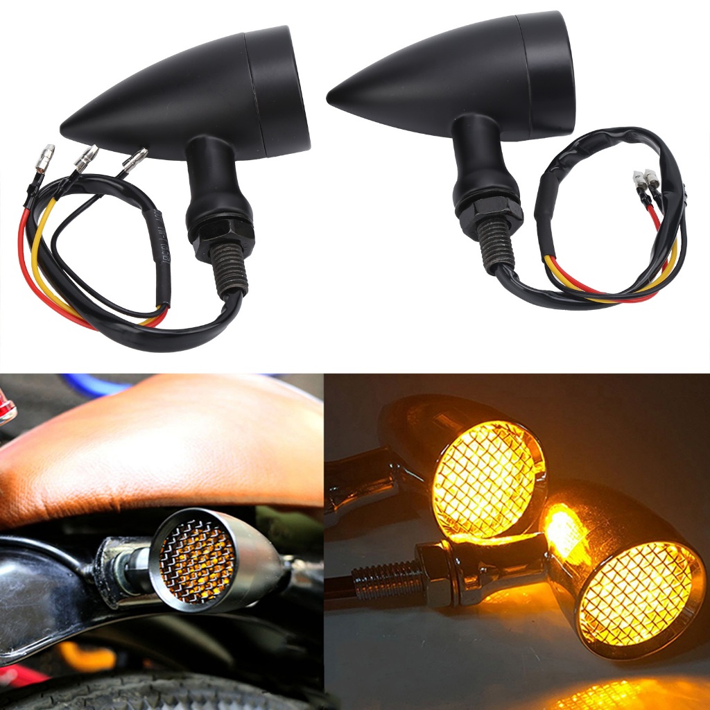 Có thể bán buôn Set 2 Đèn Xi Nhan Xe Máy 12v 10mm Bằng Nhôm Màu Hổ Phách Cổ Điển vermont055 Hàng giao ngay