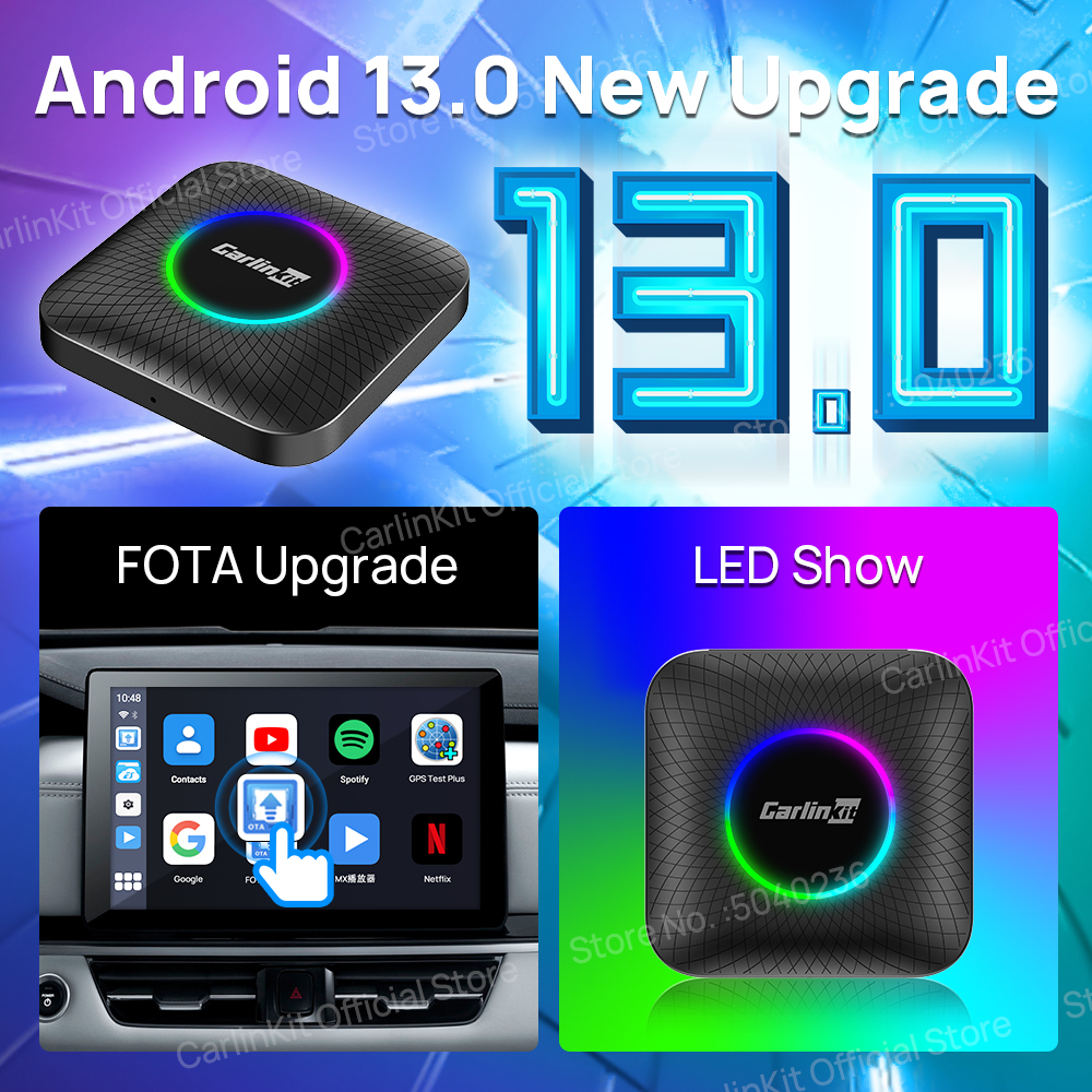 Carlinkit carplay ai box android 13 qcm6125 Không Dây Tự Động carplay 64g 128g wifi Cho Intel netflix