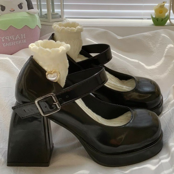 KUCLUT giày cao gót giày búp bê đơn màu với đế dày chống nước, kiểu Mary Jane dày đặc cho phụ nữ FLF23B0OI8 46Z231116