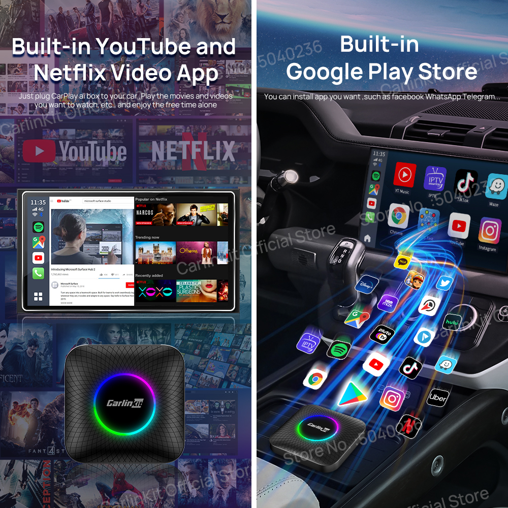 Carlinkit carplay ai box android 13 qcm6125 Không Dây Tự Động carplay 64g 128g wifi Cho Intel netflix