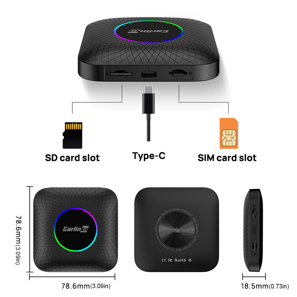 Carlinkit carplay ai box android 13 qcm6125 Không Dây Tự Động carplay 64g 128g wifi Cho Intel netflix