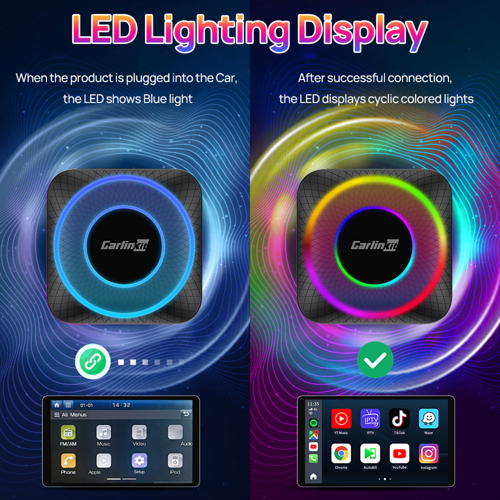 Carlinkit carplay ai box android 13 qcm6125 Không Dây Tự Động carplay 64g 128g wifi Cho Intel netflix