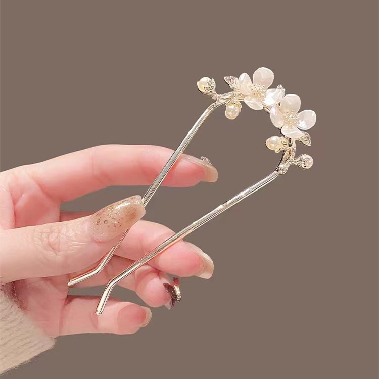 Kẹp Tóc Hình Hoa Đào Trắng Phong Cách Hàn Quốc Đơn Giản Cho Nữ