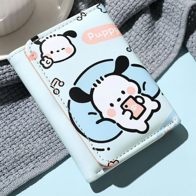 Dễ Thương Ví Ngắn mini Đựng Tiền Xu Nhiều Ngăn In Hình Cún Con Đáng Yêu Dành Cho Nữ