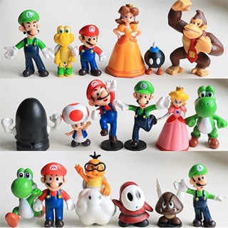 18+ Nhân Vật Mô hình Nintendo Super Mario Bros Đồ Chơi Solid PVC gồm Mario Luigi Yoshi Peach Toad Donkey Kong Wario Bowser Goomba