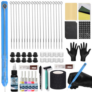Bộ dụng cụ xăm cầm tay + 6 ống kim xăm + 20 cây kim xăm chuyên dụng
