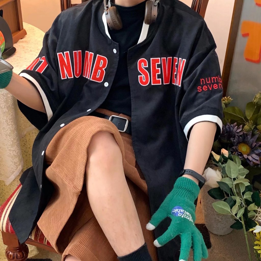 Áo Thun Bóng Chày Tay Ngắn Cổ Chữ v In Chữ Thời Trang Cho Nam Và Nữ