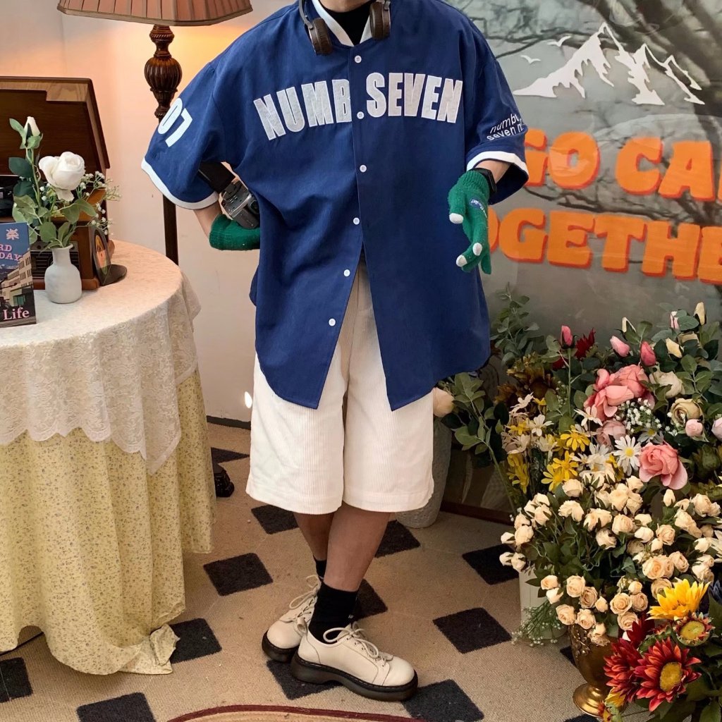 Áo Thun Bóng Chày Tay Ngắn Cổ Chữ v In Chữ Thời Trang Cho Nam Và Nữ