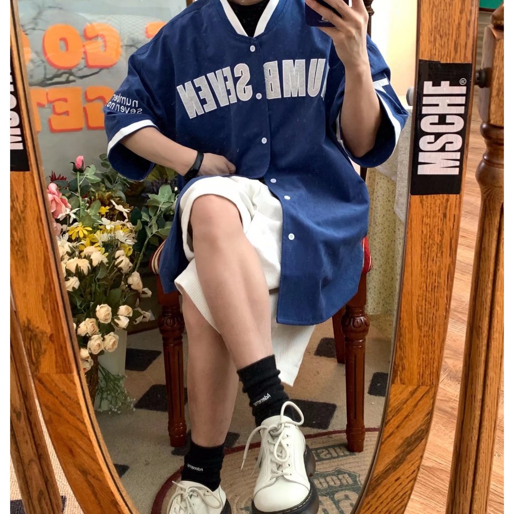 Áo Thun Bóng Chày Tay Ngắn Cổ Chữ v In Chữ Thời Trang Cho Nam Và Nữ