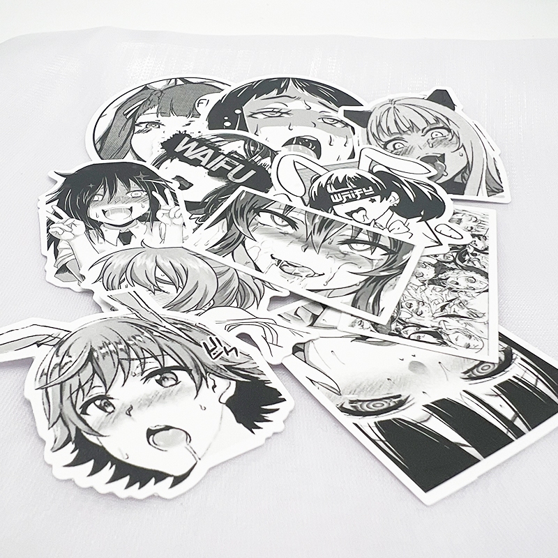 Set 10/ 50 miếng dán họa tiết hoạt hình anime ahegao hentai graffiti chống thấm nước trang trí đa nă