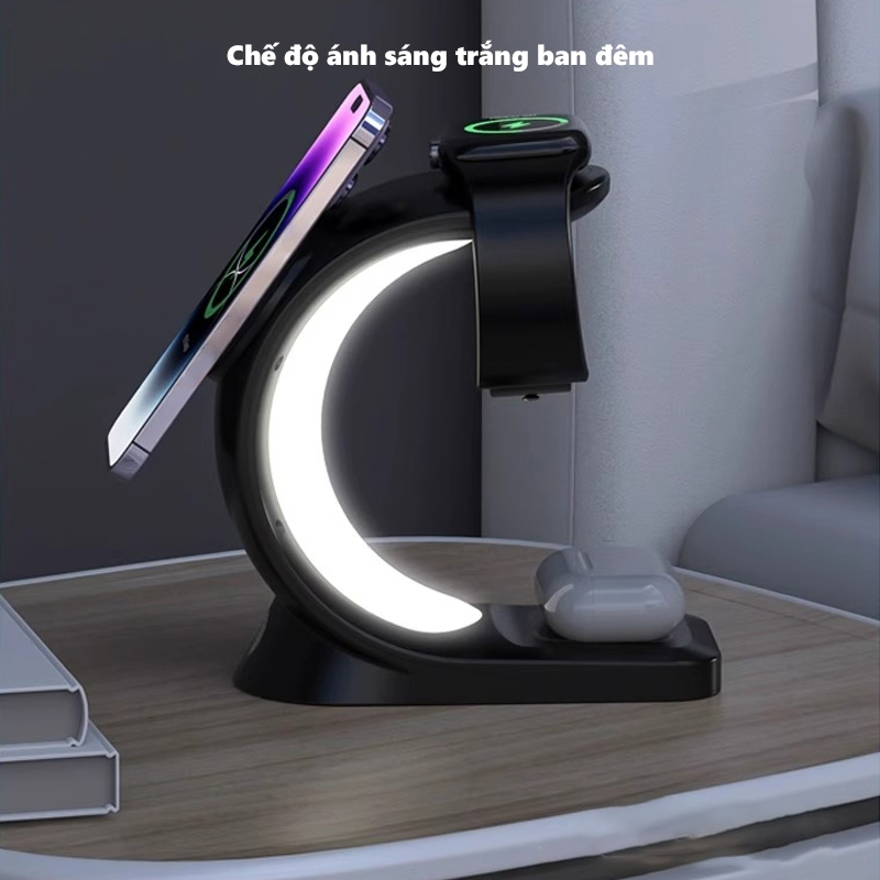 Đế Sạc Nhanh Không Dây 15w rgb Có Đèn Đa Năng Cho Điện Thoại