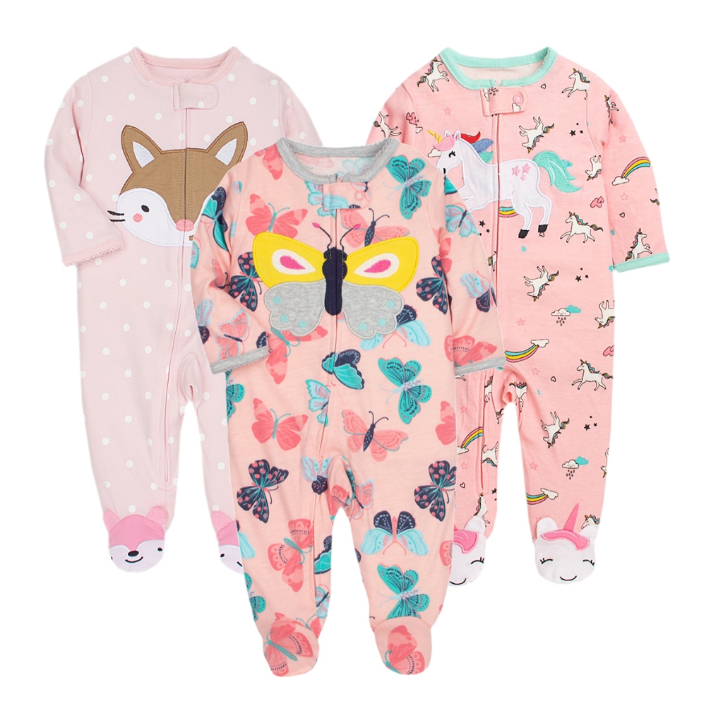 Carter Áo Liền Quần Tay Dài Bằng cotton Có Khóa Kéo Dành Cho Bé Trai Gái