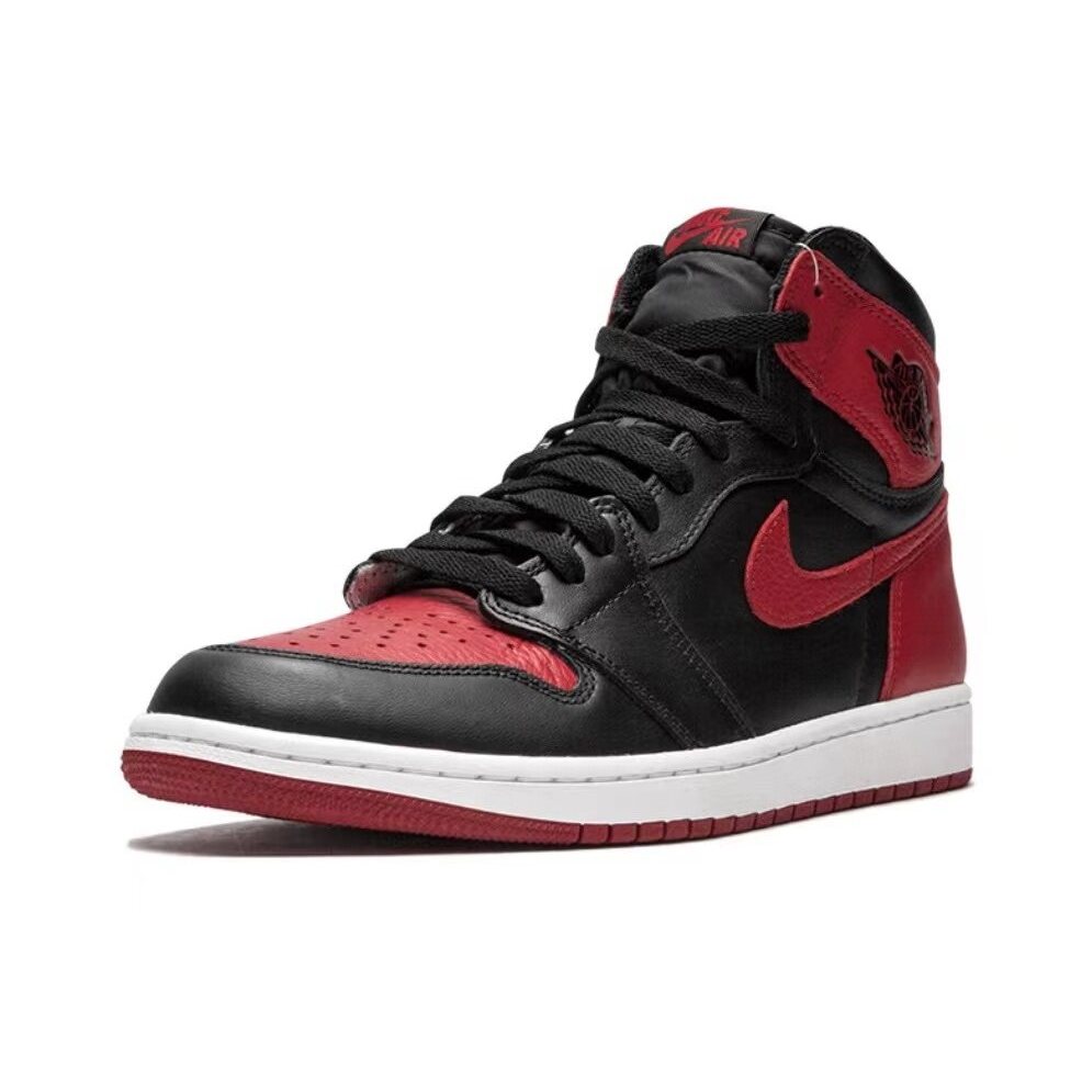 Giày thể thao nam JordanAir Jordan1 Retro Bred Banned Banned High Top Retro Giày Bóng Rổ Nam Đen Đỏ Phiên Bản 2016 giày thể thao