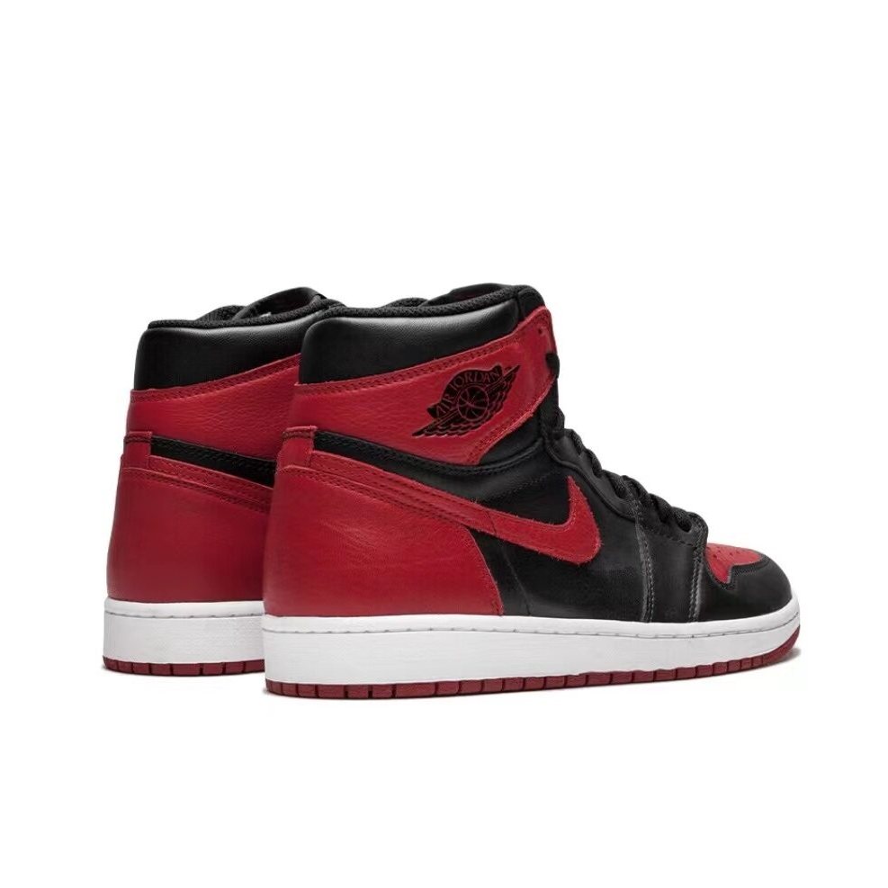 Giày thể thao nam JordanAir Jordan1 Retro Bred Banned Banned High Top Retro Giày Bóng Rổ Nam Đen Đỏ Phiên Bản 2016 giày thể thao