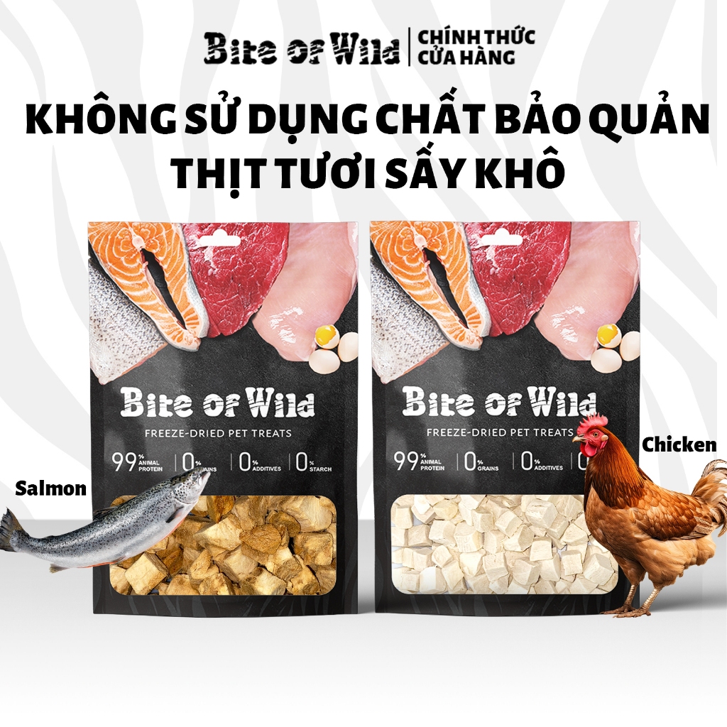 Bite of wild thịt tươi sấy khô làm thức ăn và đồ ăn nhẹ cho mèo ở mọi lứa tuổi