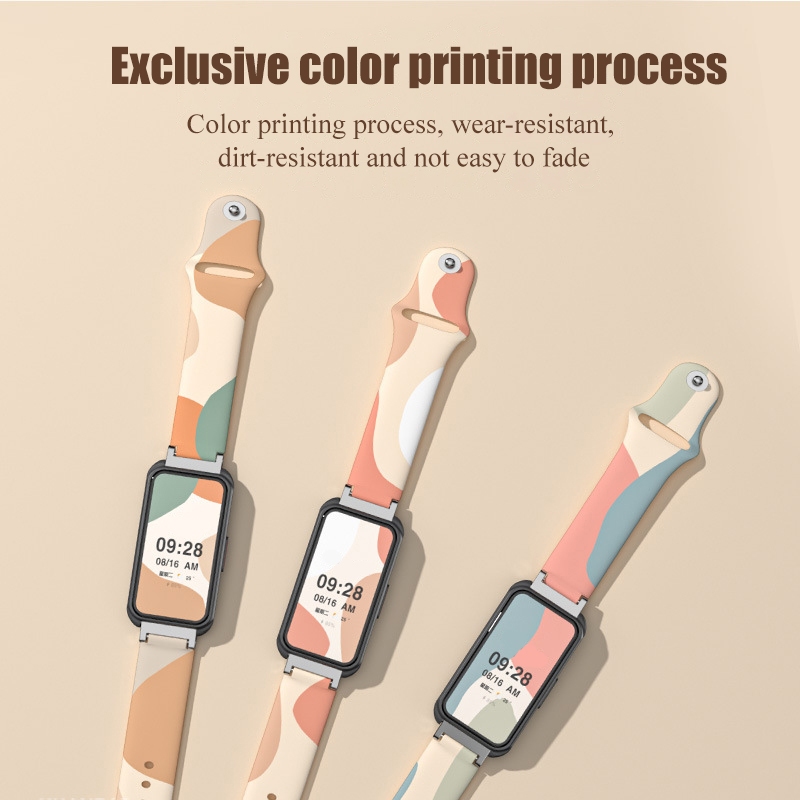 Dây Đeo Silicon Họa Tiết Cầu Vồng Cho Đồng Hồ Thông Minh huawei smart band 8 huawei band8