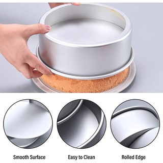 Khuôn Làm Bánh Hình Tròn Bằng Hợp Kim Nhôm 8 Kích Thước Dễ Dàng Tháo Rời Rời Chống Dính Bằng Thép Carbon