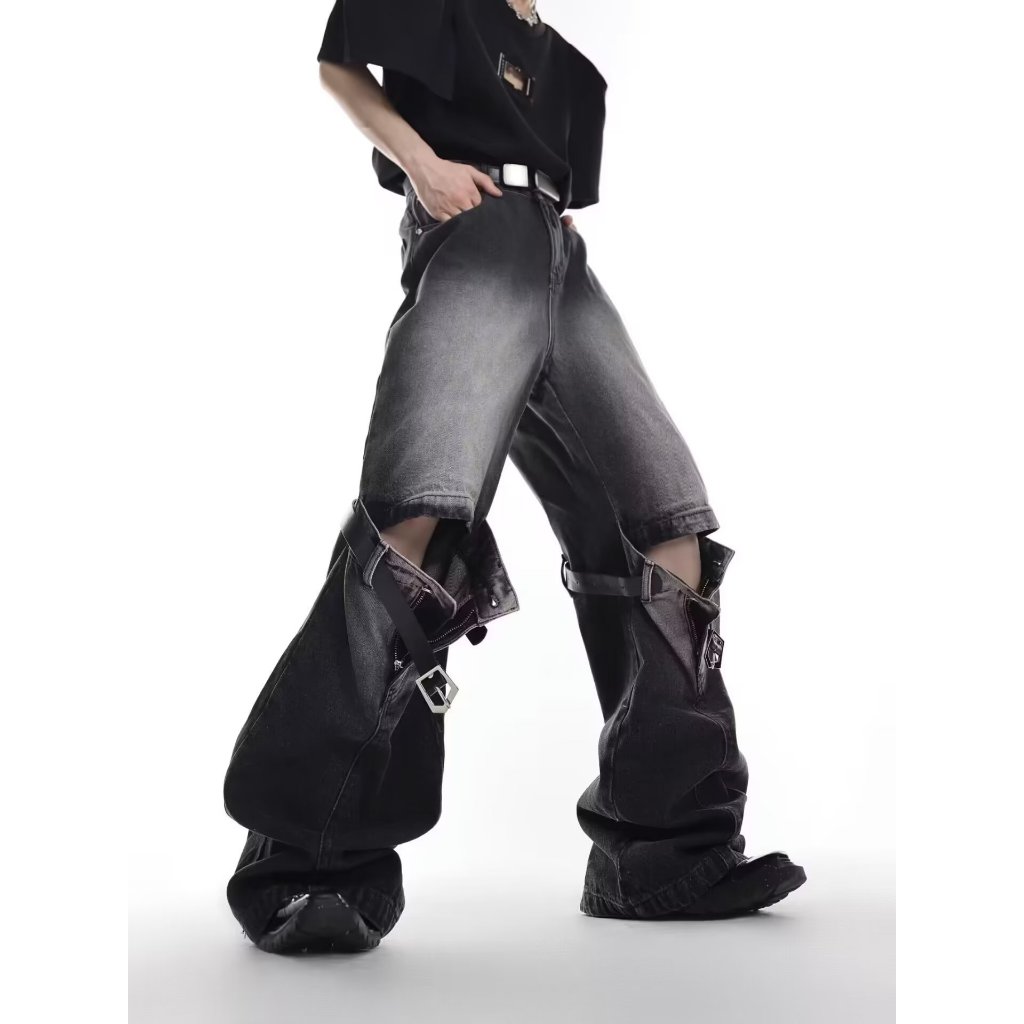 Quần jean nam 2023 new ống Hàn Quốc rộng bigsize rách gối to xanh đơn giản quần unisex phong cách thời trang ống rộng xi lanh thẳng đẹp trai