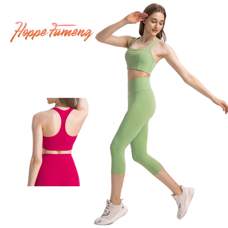 Set 2 Món Áo Ngực & Quần Legging Tập yoga Lưng Cao 7 / 8 Có Đệm Mút