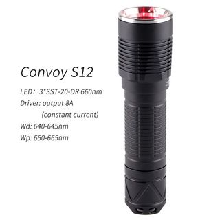 Đèn pin convoy s12 21700 sst-20-dr 660nm ánh sáng đỏ