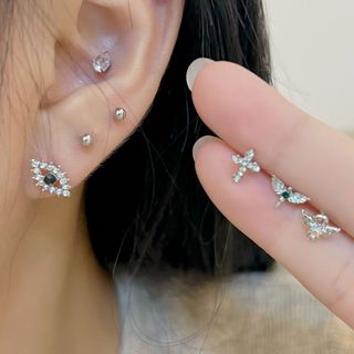 Set 4 khuyên tai unisex hình mắt quỷ / đôi cánh thiên thần / ác quỷ phong cách punk