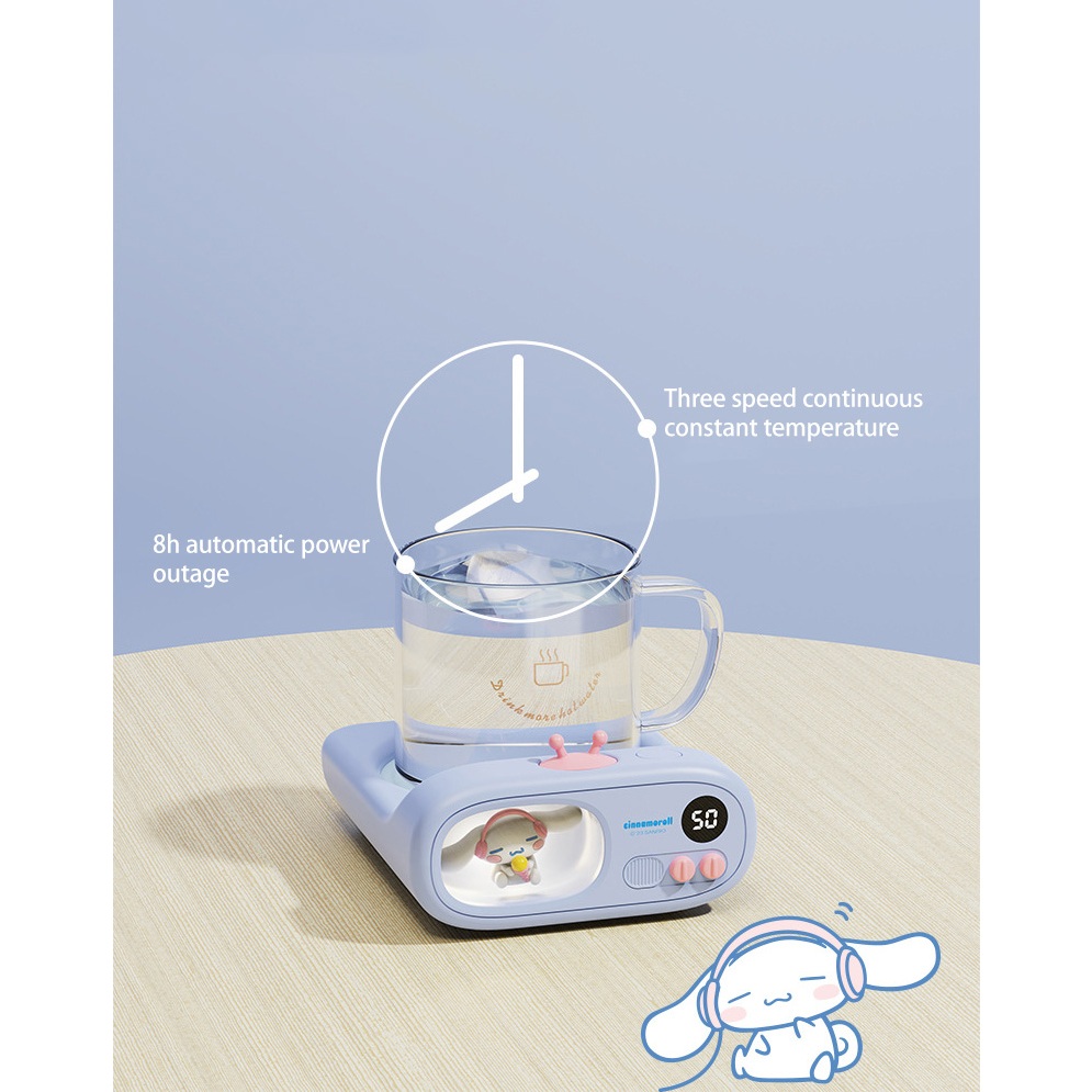 Sada Phim hoạt hình điều nhiệt Coaster sưởi ấm sữa đế cách nhiệt bàn văn phòng màn hình hiển thị kỹ thuật số Coaster