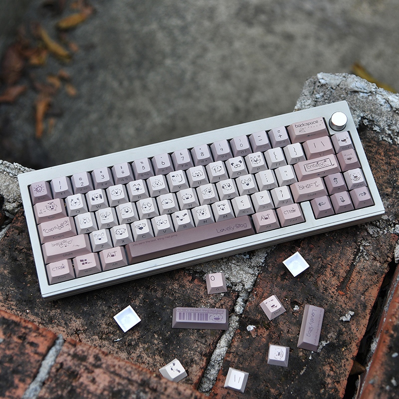 Dễ Thương Bàn Phím Cơ 130 Phím pbt Nhuộm Màu Họa Tiết Chú Chó Đáng Yêu