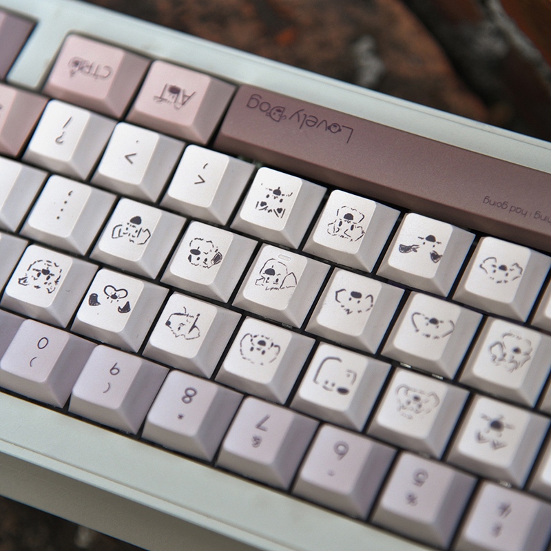 Dễ Thương Bàn Phím Cơ 130 Phím pbt Nhuộm Màu Họa Tiết Chú Chó Đáng Yêu