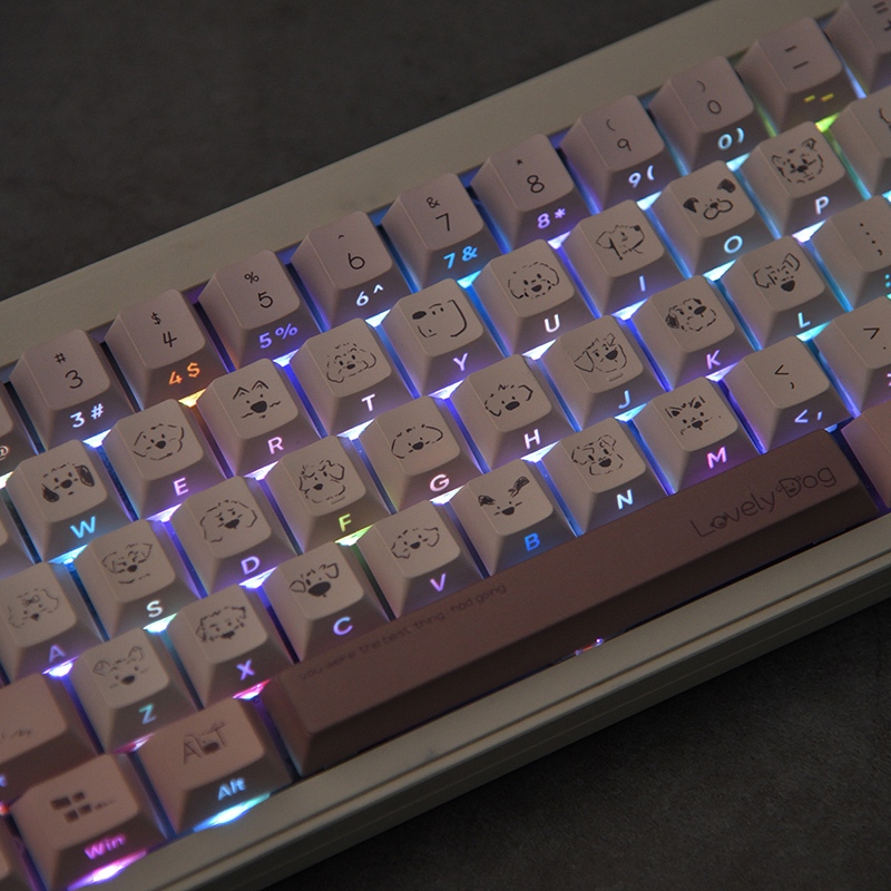 Dễ Thương Bàn Phím Cơ 130 Phím pbt Nhuộm Màu Họa Tiết Chú Chó Đáng Yêu