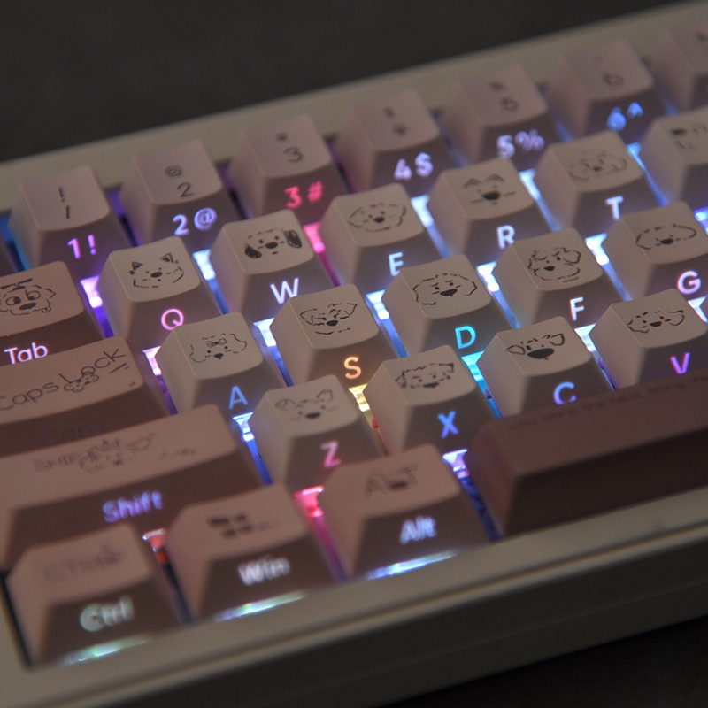 Dễ Thương Bàn Phím Cơ 130 Phím pbt Nhuộm Màu Họa Tiết Chú Chó Đáng Yêu