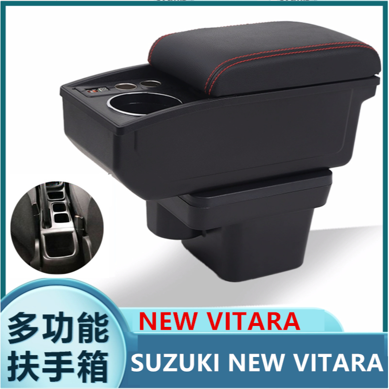 Hộp Tỳ Tay Bằng Da Hai Ngăn Sạc Nhanh usb Cho Xe Hơi suzuki new vitara