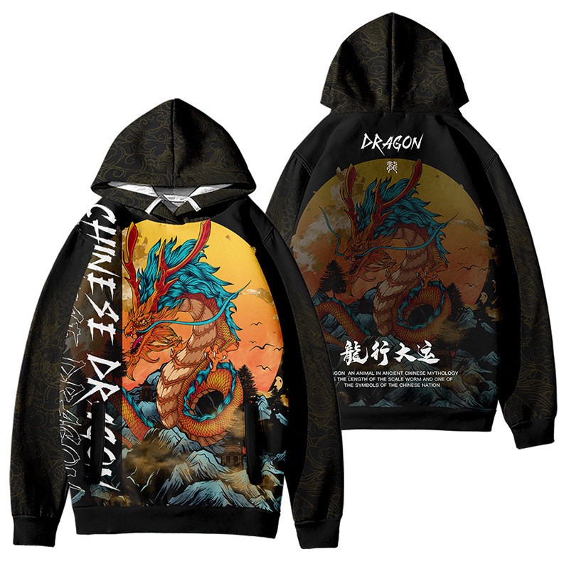Áo hoodie In Hình Rồng Năm Mới Phong Cách Trung Hoa Cho Nam Và Nữ