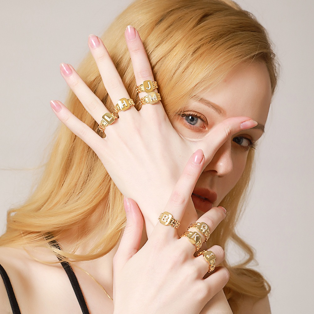 Nhẫn Mạ Vàng 18k Bằng Thép Không Gỉ Không Phai Kèm Phụ Kiện Thời Trang Trẻ Trung Mới Và Trẻ Trung Cho Nữ