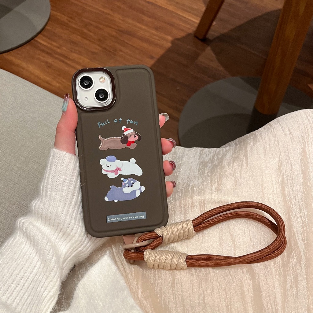 Ốp Điện Thoại Silicon Chống Sốc Hình Gấu Nâu Và Chó Cho Iphone 15 13 14 12 pro max