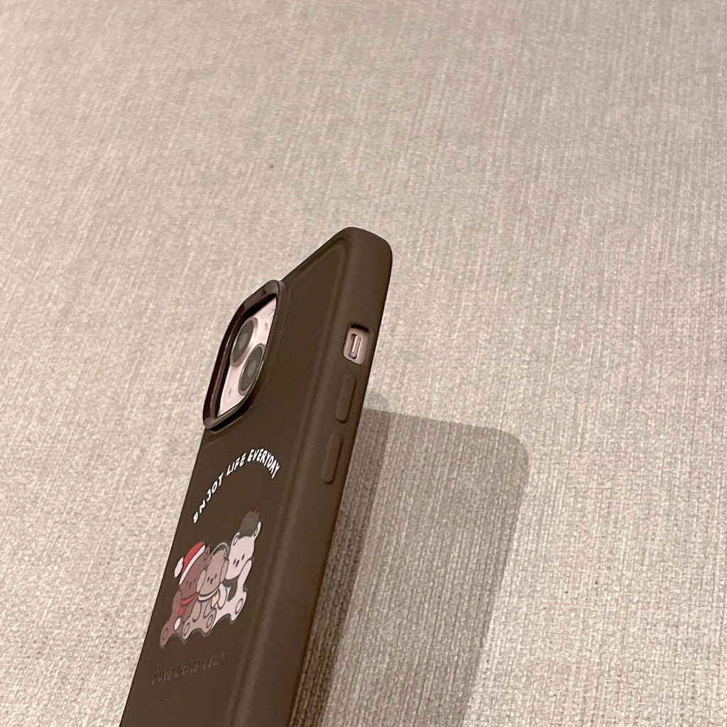 Ốp Điện Thoại Silicon Chống Sốc Hình Gấu Nâu Và Chó Cho Iphone 15 13 14 12 pro max